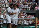 Day 9 Wed 29 Jun 2011 - Jo-Wilfried Tsonga (FRA) celebrates his victory over Roger Federer (SUI) in todays Gentlemen's Singles Quarterfinal match 
