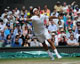 Day 9 Wed 29 Jun 2011 - Roger Federer (SUI) in action today during his defeat by Jo-Wilfried Tsonga (FRA) in todays Gentlemen's Singles Quarterfinal match